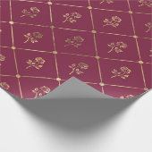 Oude Paris Bourgondië en paarse roos patroon Cadeaupapier (Hoek)