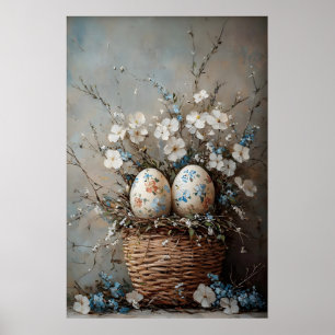 Oude Pasen Bloemstuk Mand Afdruk, Boerderij Poster