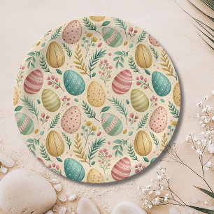 Oude Pasen Eieren met Bloemknoppen Papieren Bordje