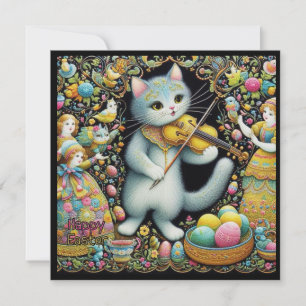 Oude Pasen ~ GELUKKIG PASEN ~ Kat en Vedel ~ Feestdagenkaart