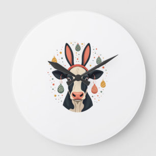 Oude Pasen Koe Konijn Oren Cute Boerderij Dier Ei Grote Klok