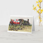 Oude Pasen Konijn Trein Kaart (Gele Bloem)