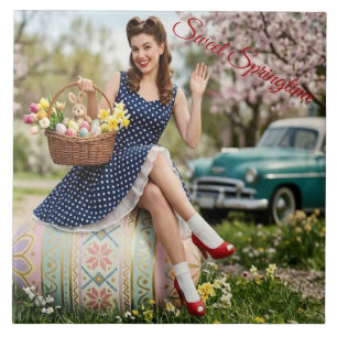Oude Pasen Pin-Up Tegels Zoete Lente Kunst Tegeltje