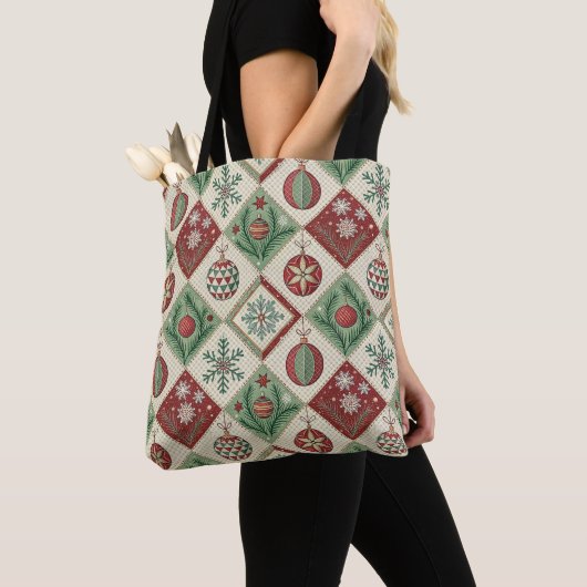 Oude Patchwork Gequilted Kerstpatroon Draagtas (Dichtbij)
