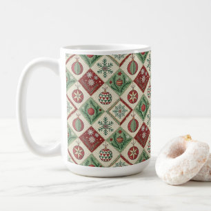 Oude Patchwork Gequilted Kerstpatroon Koffiemok
