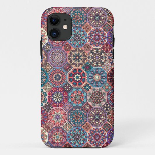 Oude patchwork met bloemrijke mandala-elementen Case-Mate iPhone case (Achterkant)