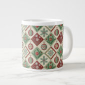 Oude Patchwork Quilt Kerstpatroon Extra Grote Beker (Voorkant rechts)