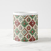 Oude Patchwork Quilt Kerstpatroon Extra Grote Beker (Voorkant)