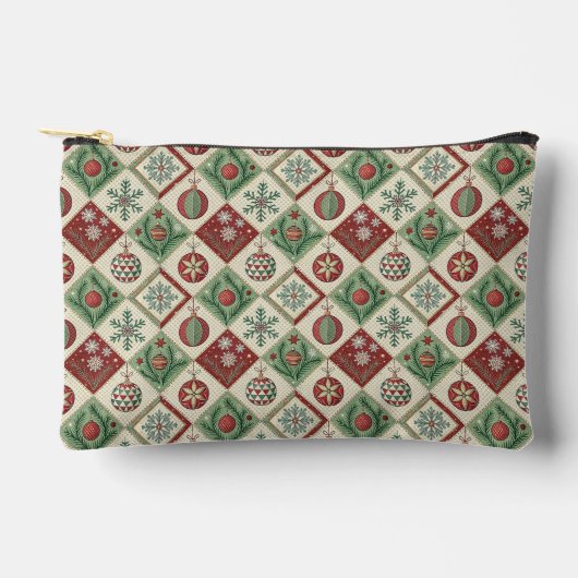 Oude Patchwork Quilted Kerstpatroon Etui (Voorkant)