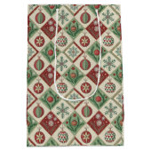 Oude Patchwork Quilted Kerstpatroon Medium Cadeauzakje (Achterkant)