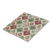 Oude Patchwork Quilted Kerstpatroon Tegeltje (Zijkant)