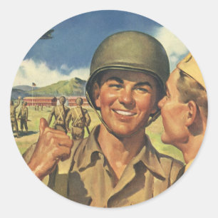 Oude Patriotische Helden, Militair Vliegtuig Manne Ronde Sticker