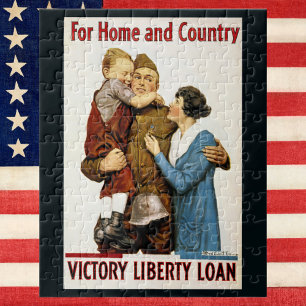 Oude patriotische soldaat voor Victory Liberty Loa Legpuzzel