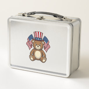 Oude Patriotische Teddybeer Vectorontwerp_1