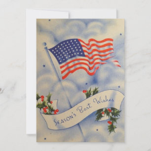 Oude Patriottische Amerikaanse Vlag Kerstvakantie Feestdagenkaart