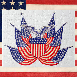 Oude Patriottische Amerikaanse Vlag, Vier Juli Legpuzzel