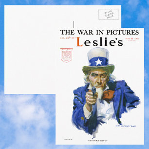 Oude patriottische Oom Sam-tijdschriftcoverkunst Briefkaart