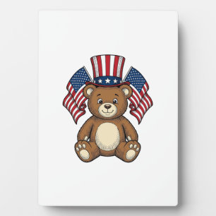Oude Patriottische Teddybeer Vectorontwerp_1 Fotoplaat