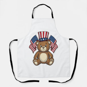 Oude Patriottische Teddybeer Vectorontwerp_1 Schort