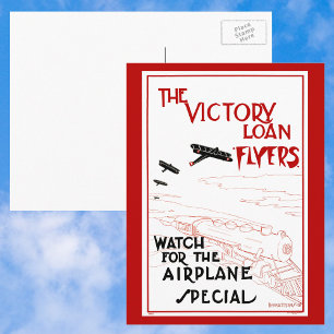 Oude patriottische Victory Loan-flyers Vliegtuigen Briefkaart