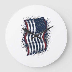 Oude Patriottische Vlag Overhemd Ontwerp Met Afgep Grote Klok
