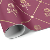 Oude patroon in paars en bordeauxrood uit Parijs m Cadeaupapier (Rol Hoek)