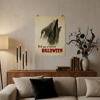 Oude Pergament Geest Halloween Spökprent Poster