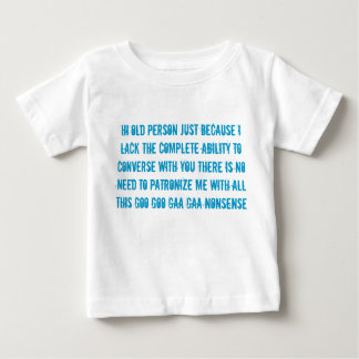 oude persoon spreekt baby kind's geen shirt