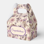 Oude perzik- en roze wilde bloemen bedankdoosjes (Voorkant Zijde)