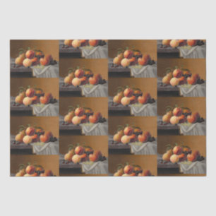 Oude Perziken Druiven Stilleven Fruit Schilderij Tissuepapier