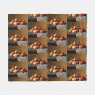 Oude Perziken Druiven Stilleven Schilderij Fleece Deken