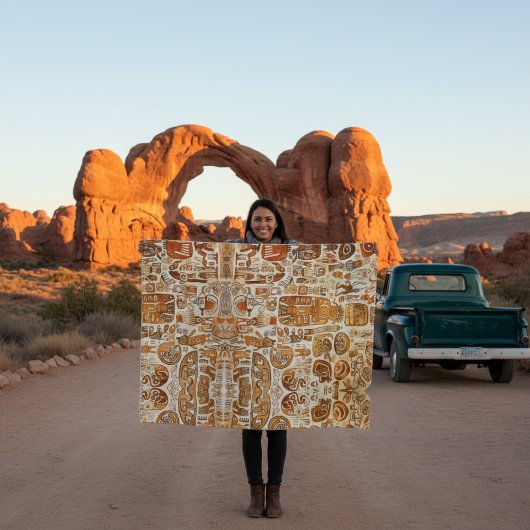 Oude Petroglyf Kunst Fleece Deken