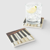 oude pianoketoetsen stenen onderzetter (Zijkant)