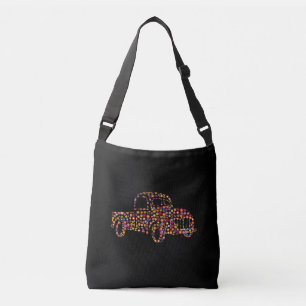 Oude pick-uptruck bloempatroon crossbody tas