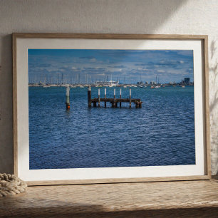 Oude Pierpalen St Kilda Harbour met zeilboten Poster