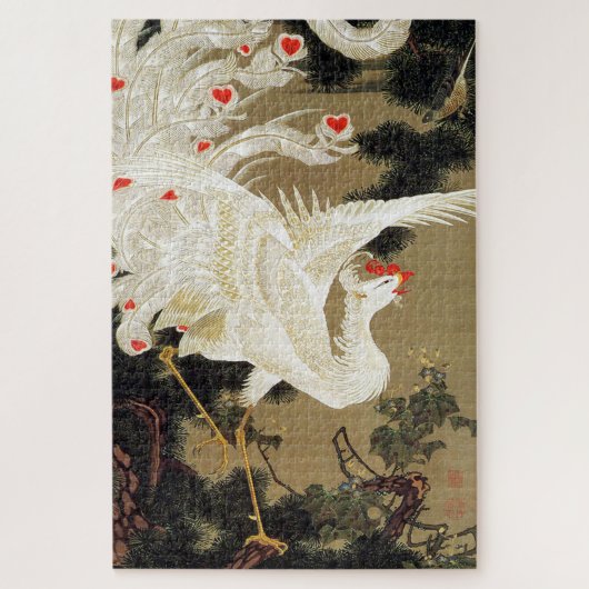 Oude pijnboom en witte Phoenix van Ito Jakuchu Legpuzzel (Verticaal)