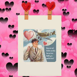 Oude piloot en vliegtuig Cute Valentijnsdagkaart Kaart