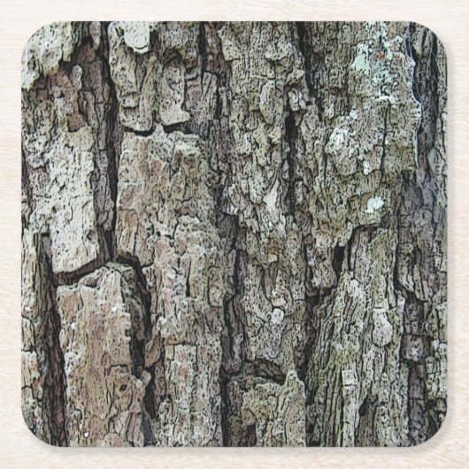 Oude pine Bark Vierkante Kartonnen Onderzetter (Voorkant)