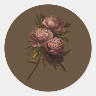 Oude Pioenrozen Ronde Sticker