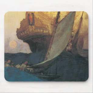Oude Piraat, Aanval op een Galei door Howard Pyle Muismat