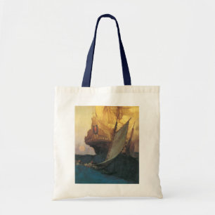 Oude Piraat, Aanval op een Galjoen door Howard Pyl Tote Bag