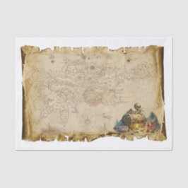 Oude Pirate Map Schatje Borst Schedel Bot Decoupag Tissuepapier