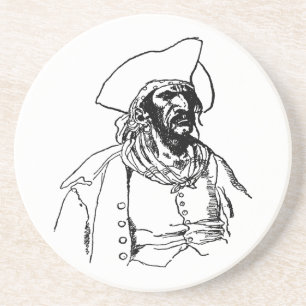 Oude piraten, een tekening van een boekanier door zandsteen onderzetter