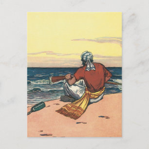 Oude piraten, gestrand op een onbewoond eiland briefkaart