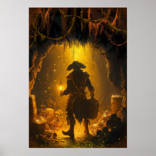 Oude Piraten van de Caraïben Kapitein In Zijn Den Poster
