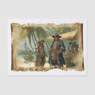 Oude Piraten van de Caribische Palm Tree Decoupage Tissuepapier