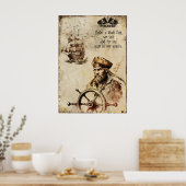 Oude Piraten van het Caribische schip Kapitein Vla Poster (Keuken)