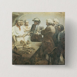 Oude piraten, zich voorbereidend op muiterij door vierkante button 5,1 cm