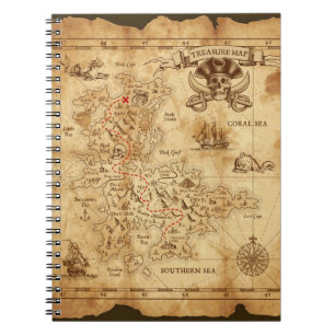 oude piratenschatkaart X markeert de plek Notitieboek