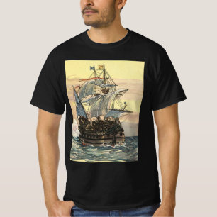 Oude Piratenschip, Galei Zeilt op de Oceaan T-shirt
